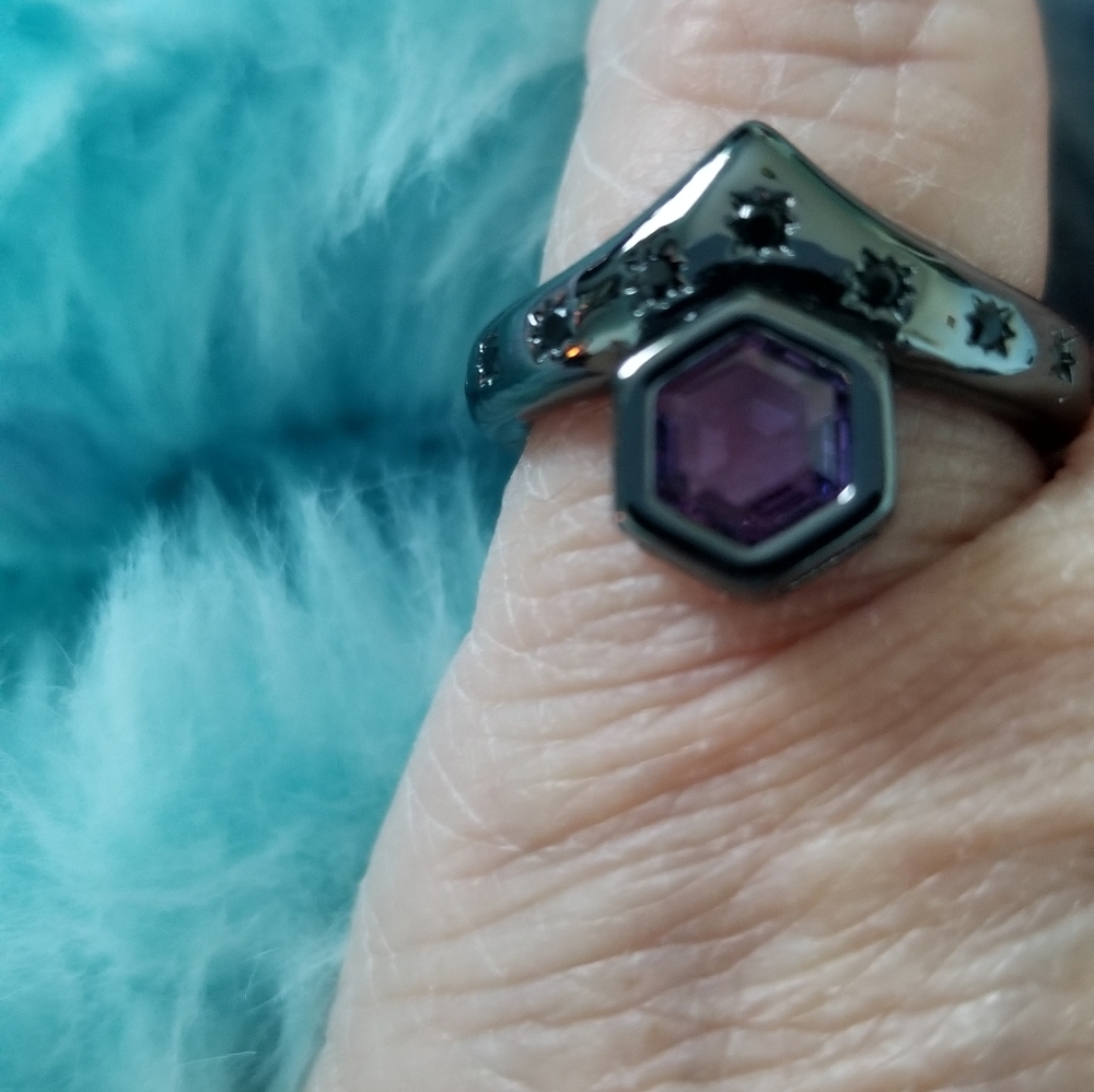 BLACK ONYX & AMETHYST RING - Picture 10 of 16
